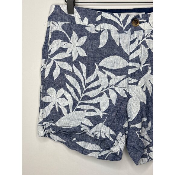 Old Navy Shorts Womens Everyday Short Linen Blend Floral Preppy Blue Size 10 M - Picture 2 of 13